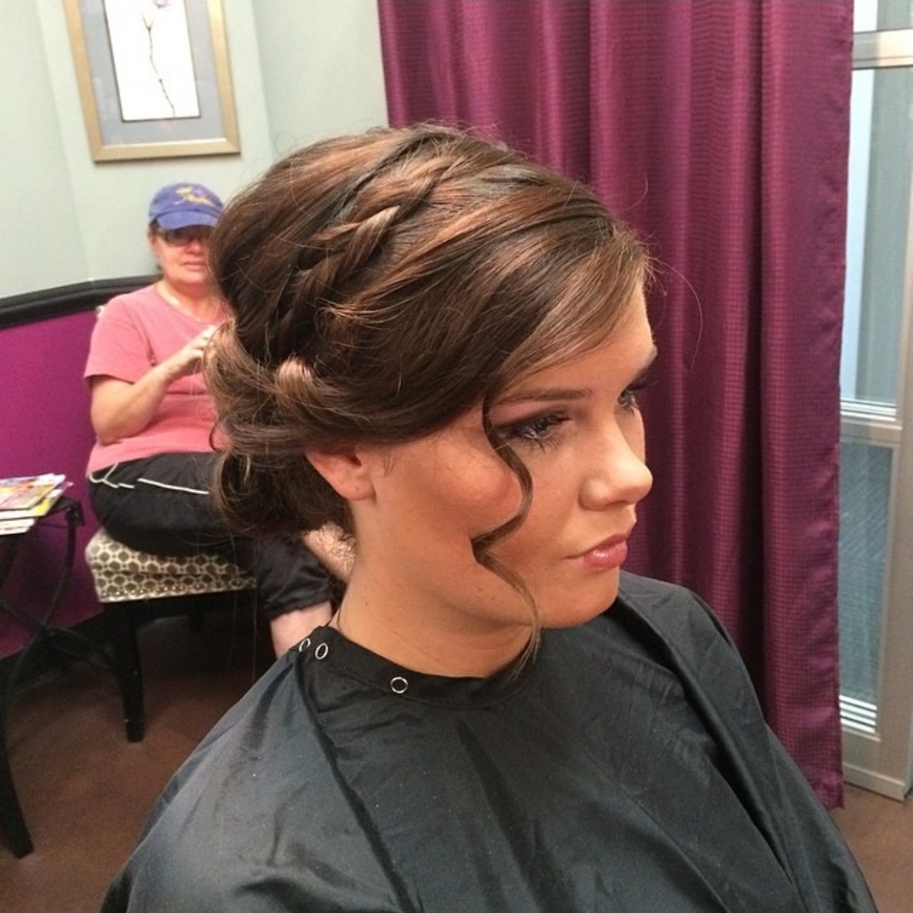 Braided prom updo, side view, by Heather at D&H Hair Company