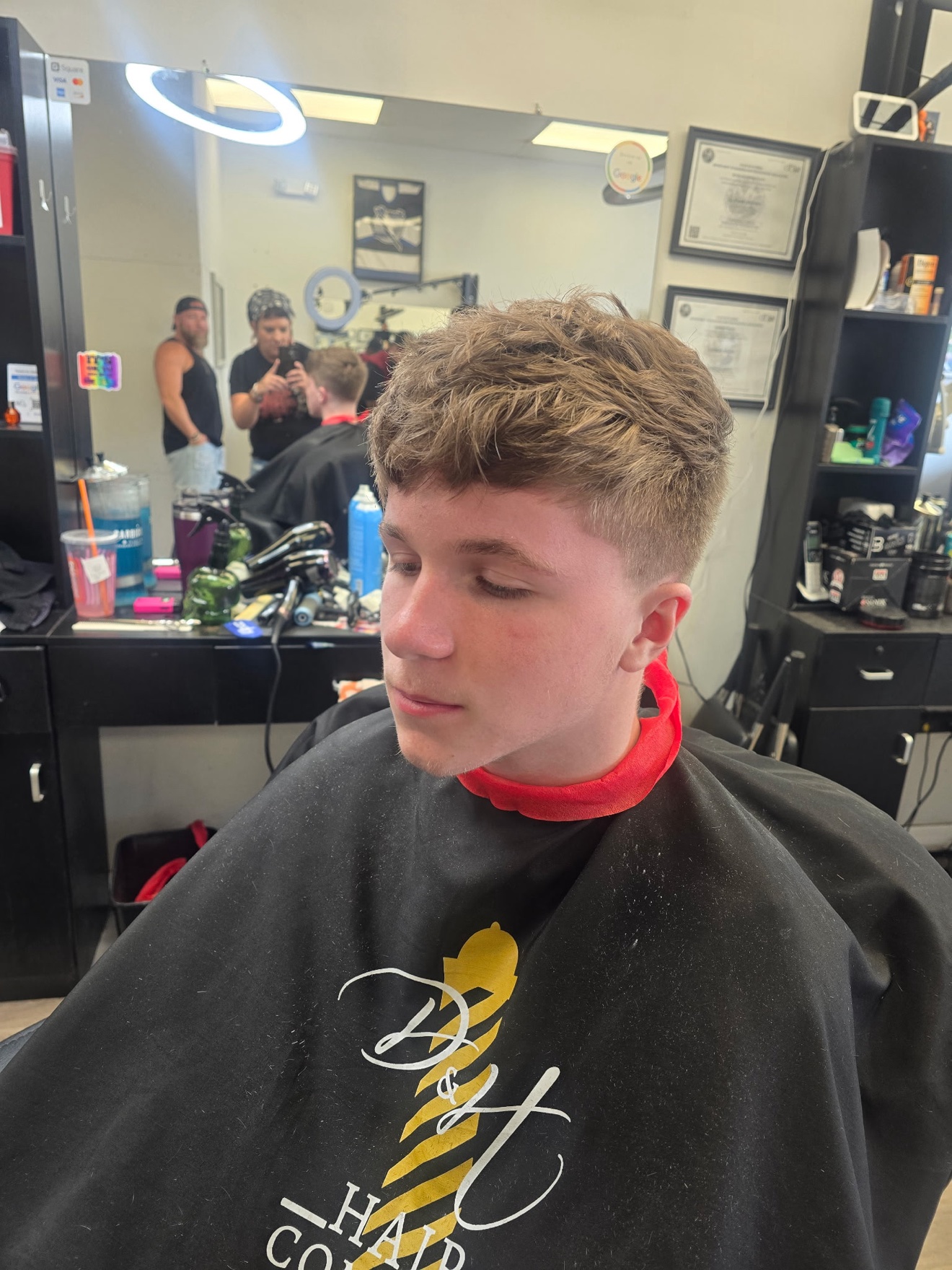 Textured crop with a clean taper fade, by Rae at D&H Hair Company